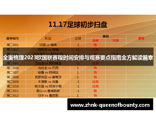 全面梳理2023欧国联赛程时间安排与观赛要点指南全方解读篇章